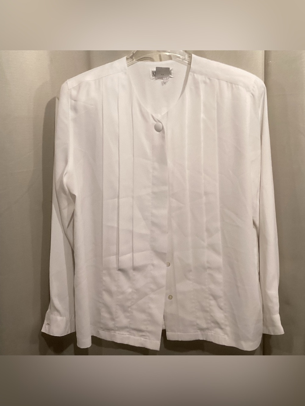 White Women’s Dress Shirt – Classic Pleated Front